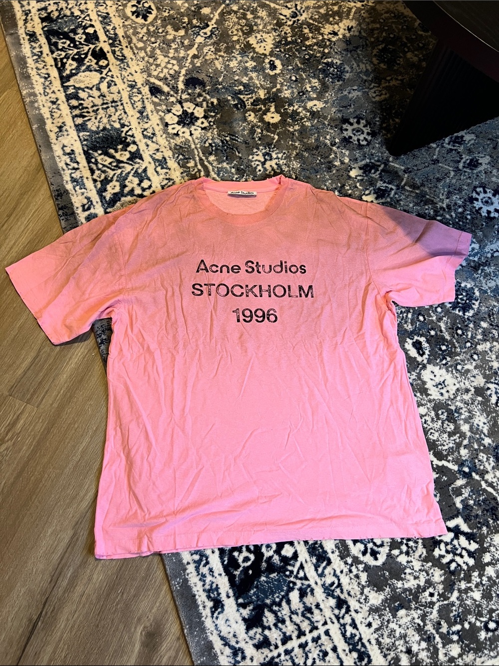 Acne Studios Pink Crewneck 'Stockholm 1996' Logo Tee